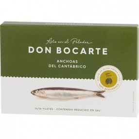 DON BOCARTE Filetes de anchoa del cantabrico en aceite de oliva ecologico 14-16 lomos